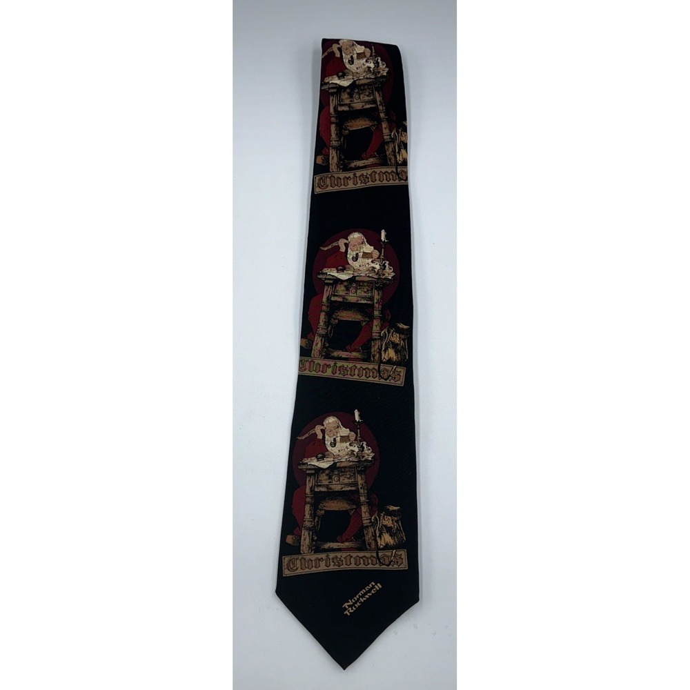 Vintage Norman Rockwell Christmas‎ Tie 1994 Silk Santa Saturday Evening Post
